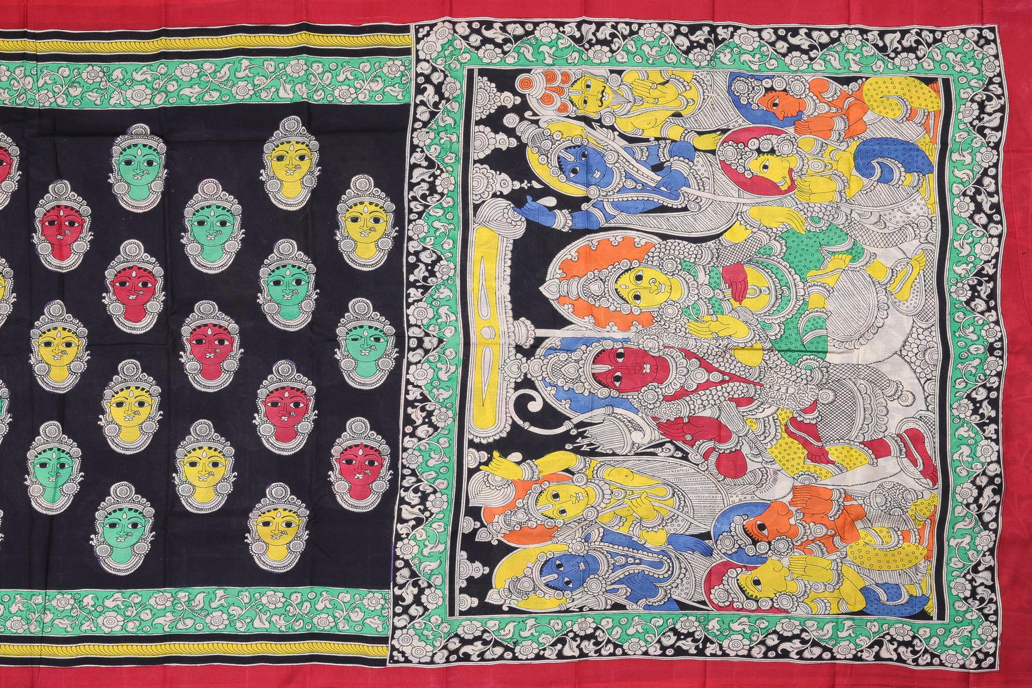 Handpainted Kalamkari Silk Saree - Organic Colours - PKM72 Archives - Kalamkari Silk - Panjavarnam