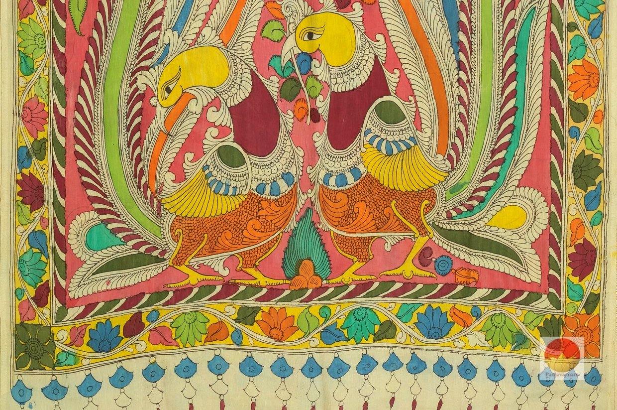 Handpainted Kalamkari Silk Saree - Organic Dyes - PKBD 210 Archives - Kalamkari Silk - Panjavarnam