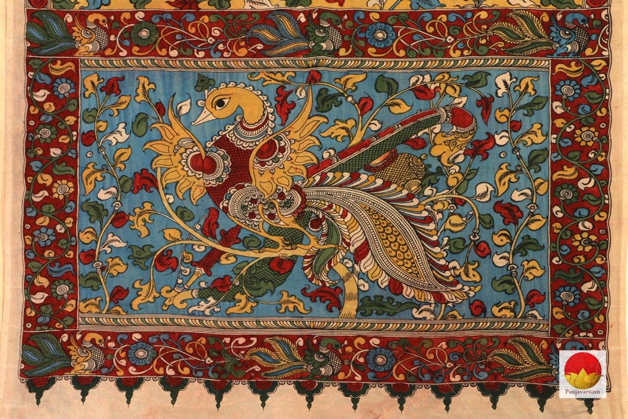 Handpainted Kalamkari Silk Saree - Organic Dyes - PKBD 413 - Archives - Kalamkari Silk - Panjavarnam