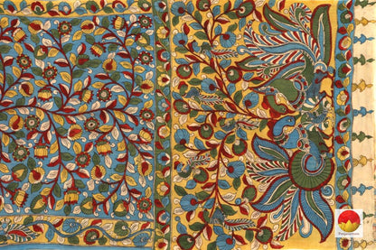 Handpainted Kalamkari Silk Saree - Organic Dyes - PKBD 415 - Archives - Kalamkari Silk - Panjavarnam
