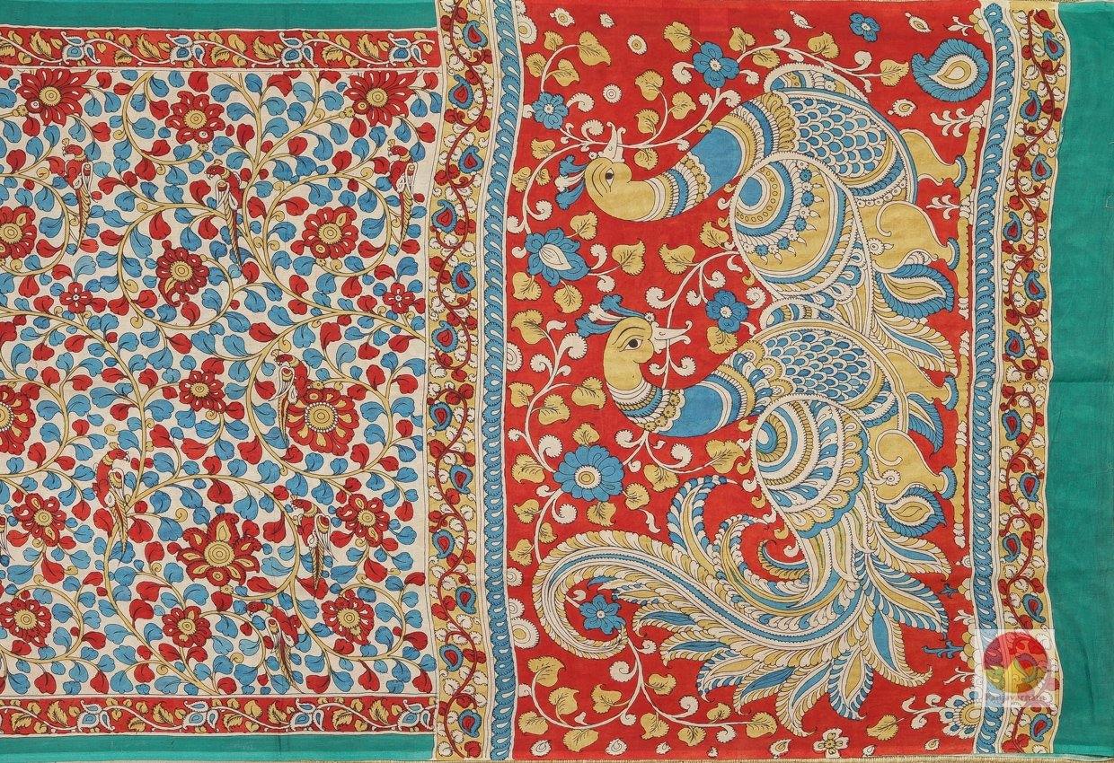 Handpainted Kalamkari Silk Saree - Organic Dyes - PKBD212 - Kalamkari Silk - Panjavarnam