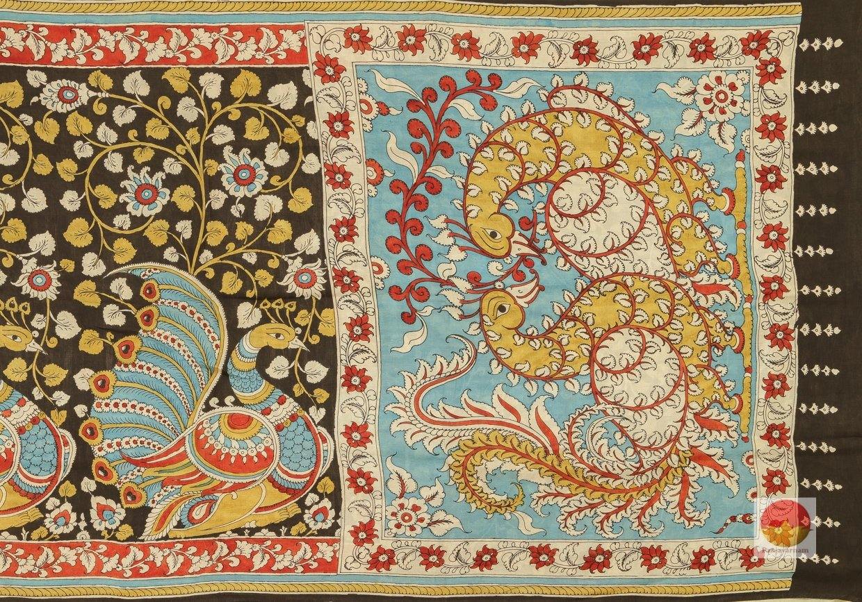 Handpainted Kalamkari Silk Saree - Organic Dyes - PKBD213 - Archives - Kalamkari Silk - Panjavarnam