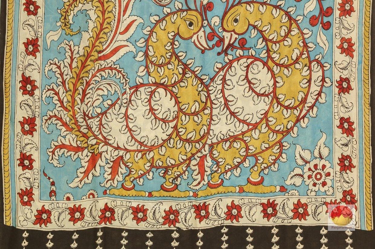 Handpainted Kalamkari Silk Saree - Organic Dyes - PKBD213 - Archives - Kalamkari Silk - Panjavarnam