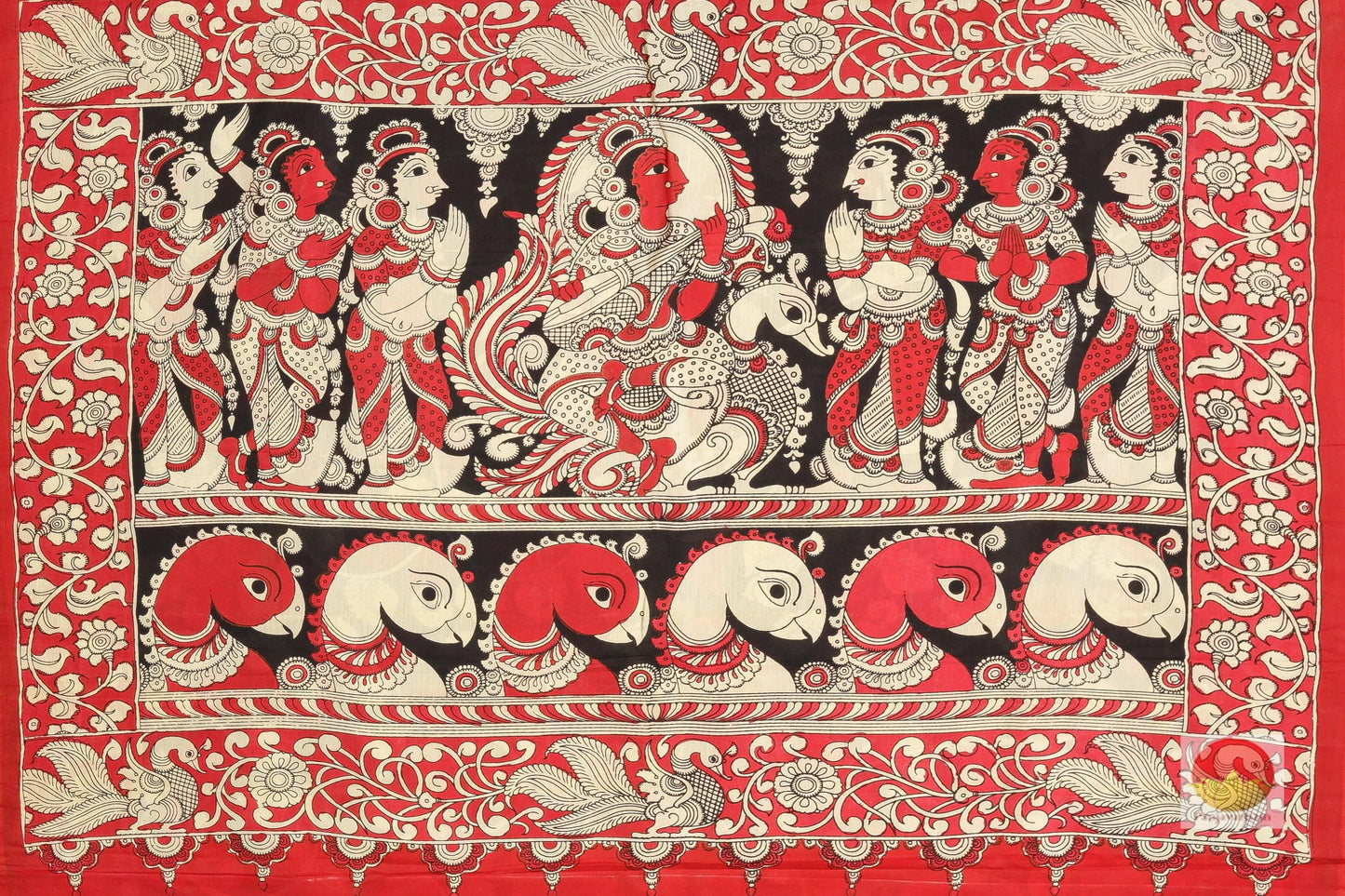 Handpainted Kalamkari Silk Saree - Organic Dyes - PKD 136 Archives - Kalamkari Silk - Panjavarnam