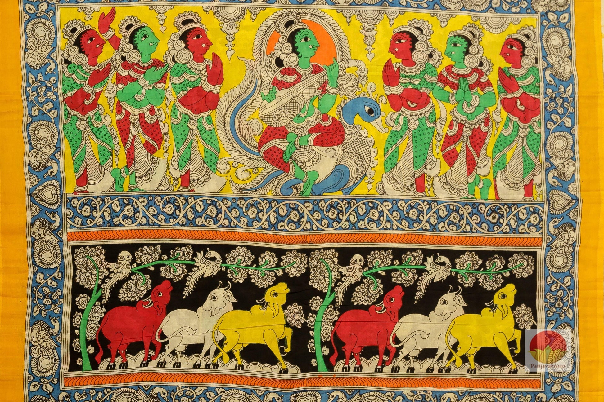 Handpainted Kalamkari Silk Saree - Organic Dyes - PKD 144 Archives - Kalamkari Silk - Panjavarnam