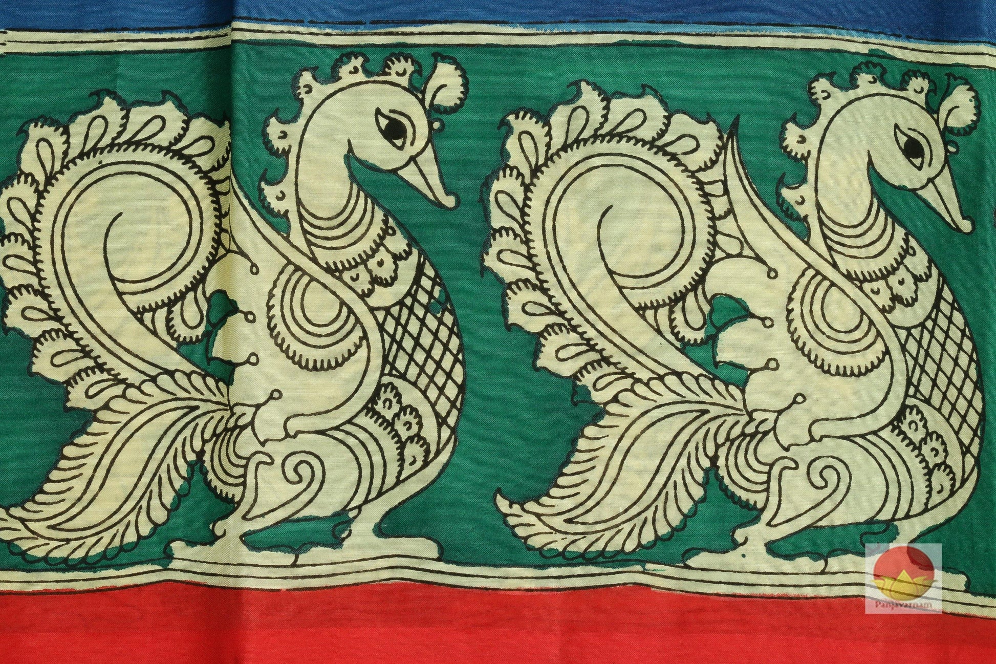 Handpainted Kalamkari Silk Saree - Organic Dyes - PKD 145 - Archives - Kalamkari Silk - Panjavarnam
