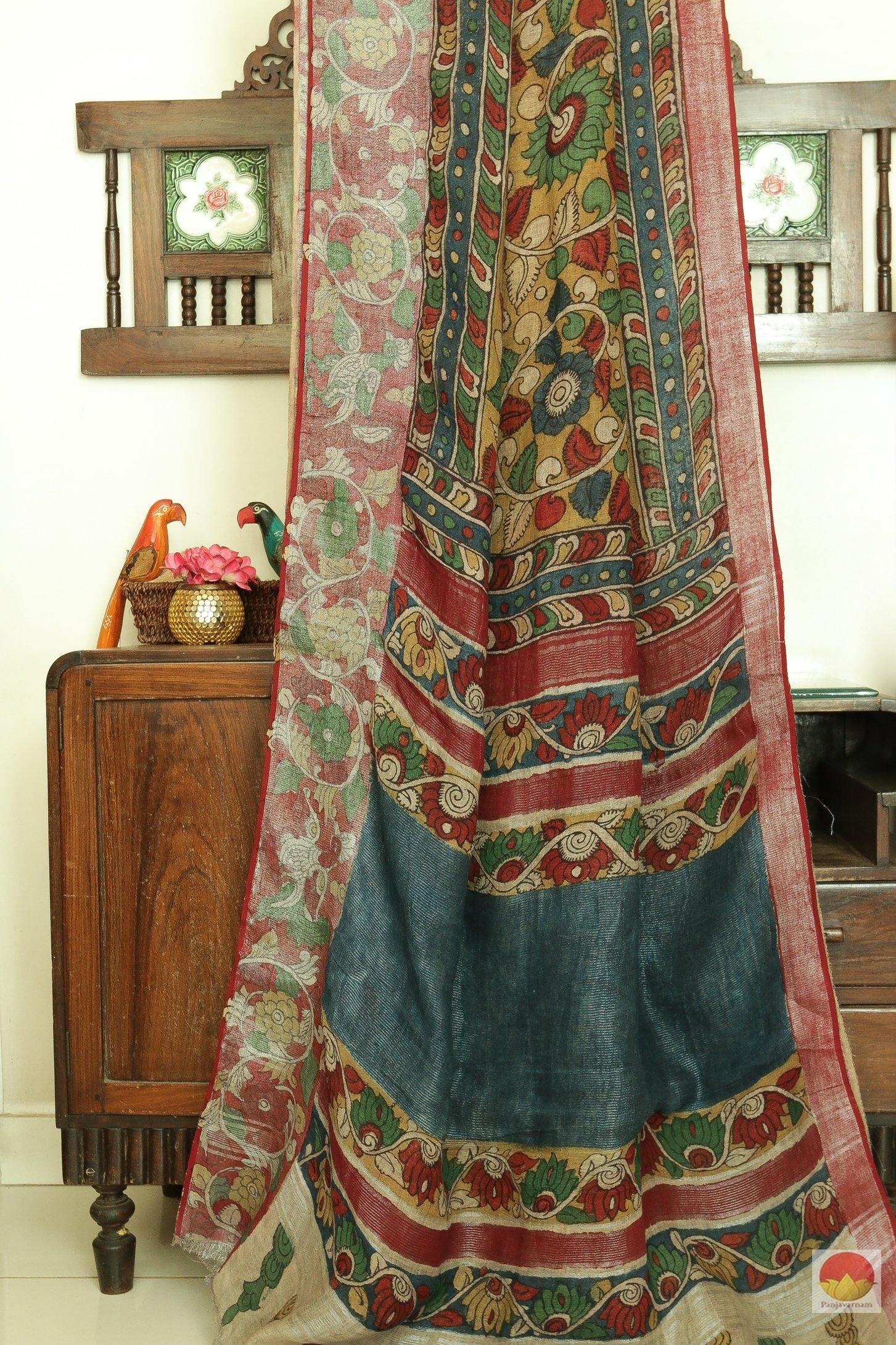 Handpainted Kalamkari Silk Saree - Organic Dyes - PKD 149 Archives - Kalamkari Silk - Panjavarnam