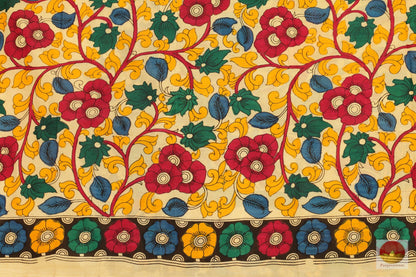 Handpainted Kalamkari Silk Saree - Organic Dyes - PKM 178 Archives - Kalamkari Silk - Panjavarnam