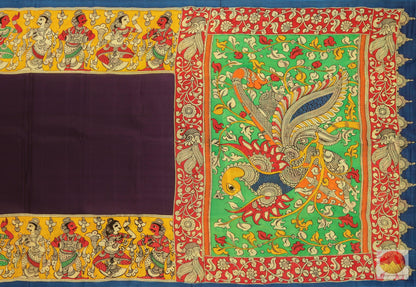 Handpainted Kalamkari Silk Saree - Organic Dyes - PKM 180 Archives - Kalamkari Silk - Panjavarnam