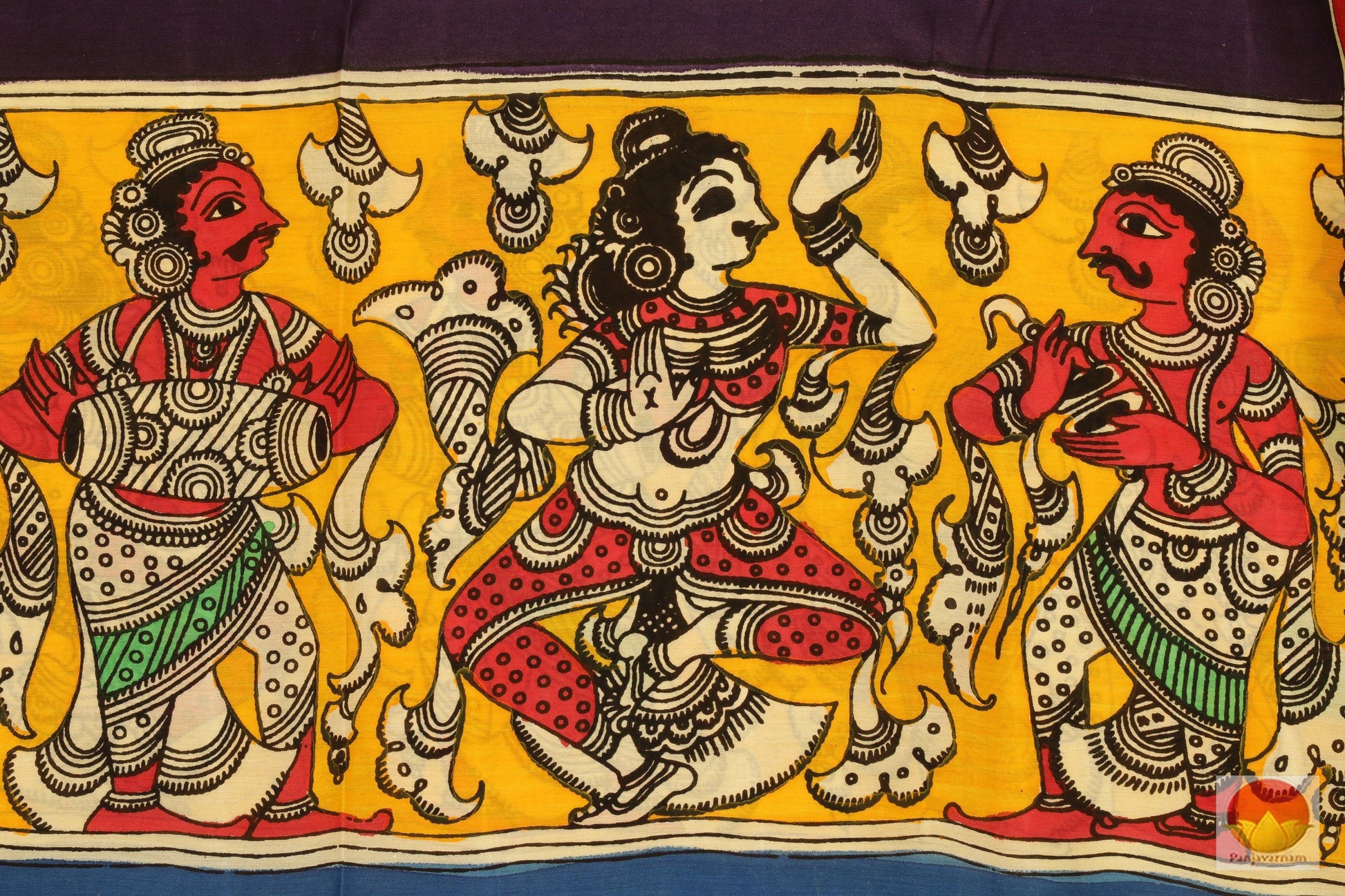Handpainted Kalamkari Silk Saree - Organic Dyes - PKM 180 Archives - Kalamkari Silk - Panjavarnam