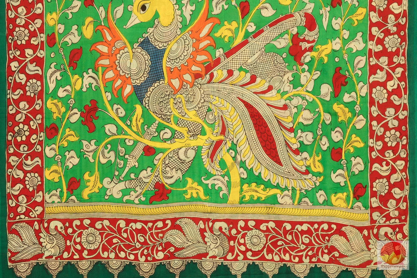 Handpainted Kalamkari Silk Saree - Organic Dyes - PKM 188 Archives - Kalamkari Silk - Panjavarnam