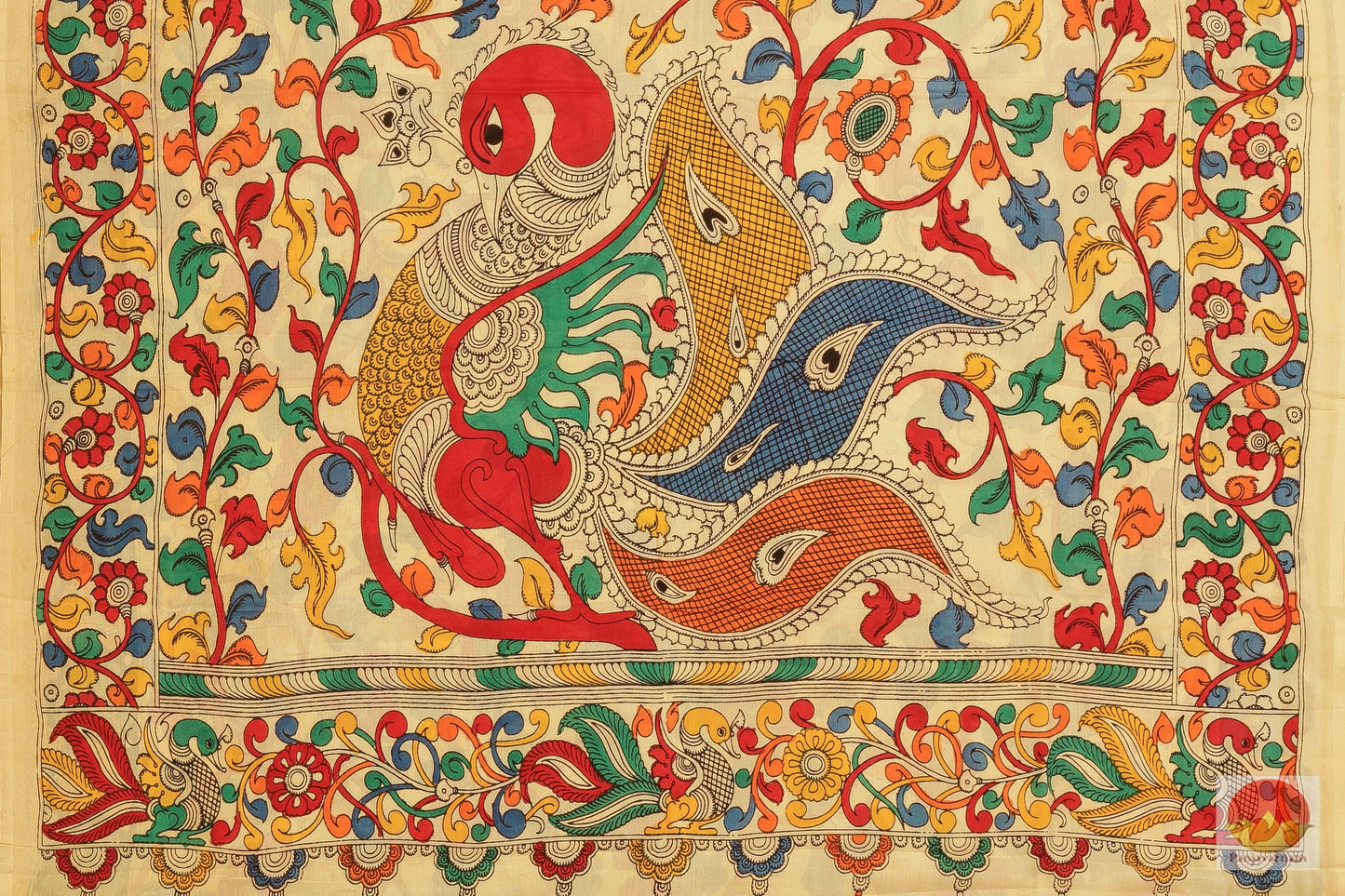 Handpainted Kalamkari Silk Saree - Organic Dyes - PKM 190 Archives - Kalamkari Silk - Panjavarnam