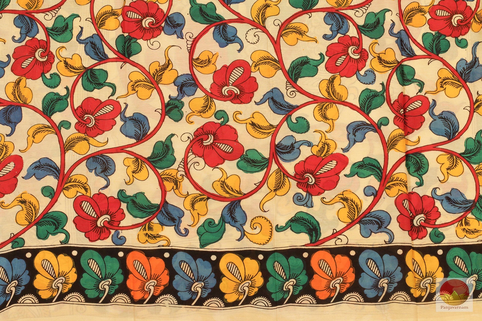 Handpainted Kalamkari Silk Saree - Organic Dyes - PKM 190 Archives - Kalamkari Silk - Panjavarnam