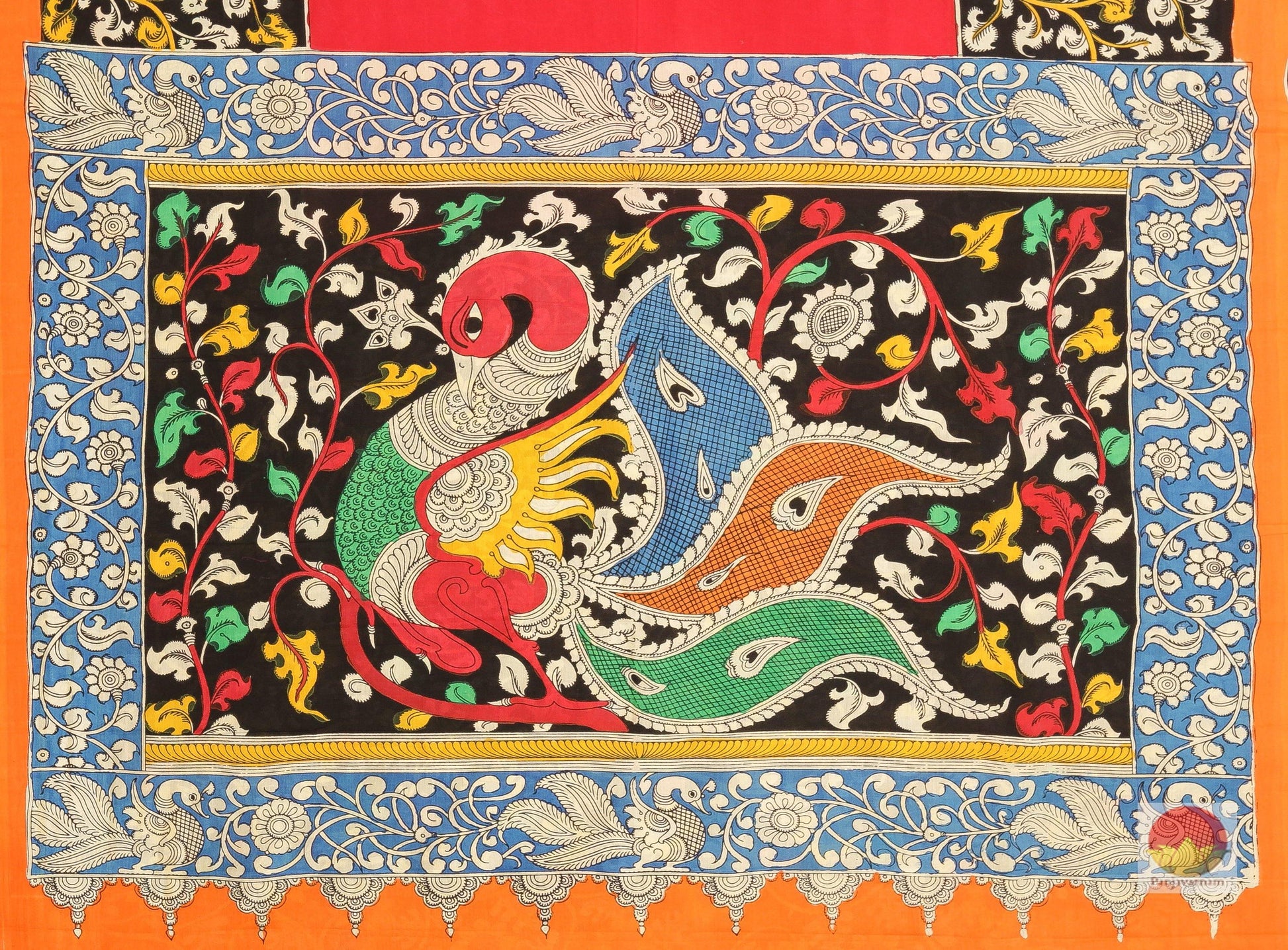 Handpainted Kalamkari Silk Saree - Organic Dyes - PKM 222 Archives - Kalamkari Silk - Panjavarnam