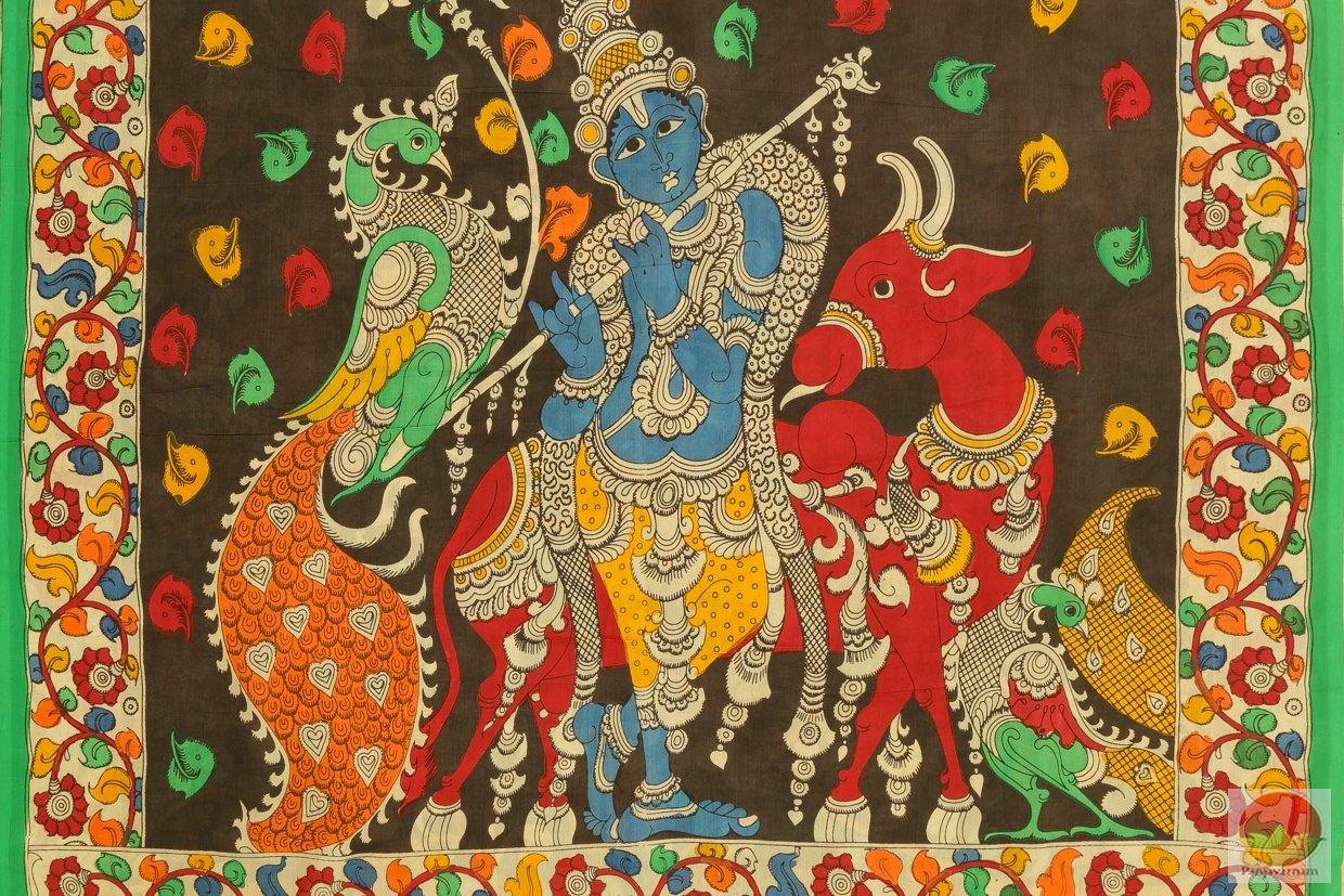 Handpainted Kalamkari Silk Saree - Organic Dyes - PKM 235 Archives - Kalamkari Silk - Panjavarnam