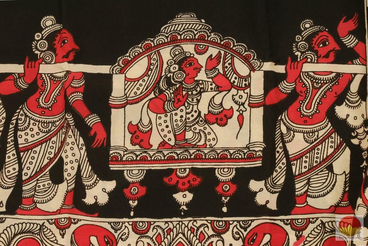 Handpainted Kalamkari Silk Saree - Organic Dyes -PKM 305 - Archives - Kalamkari Silk - Panjavarnam