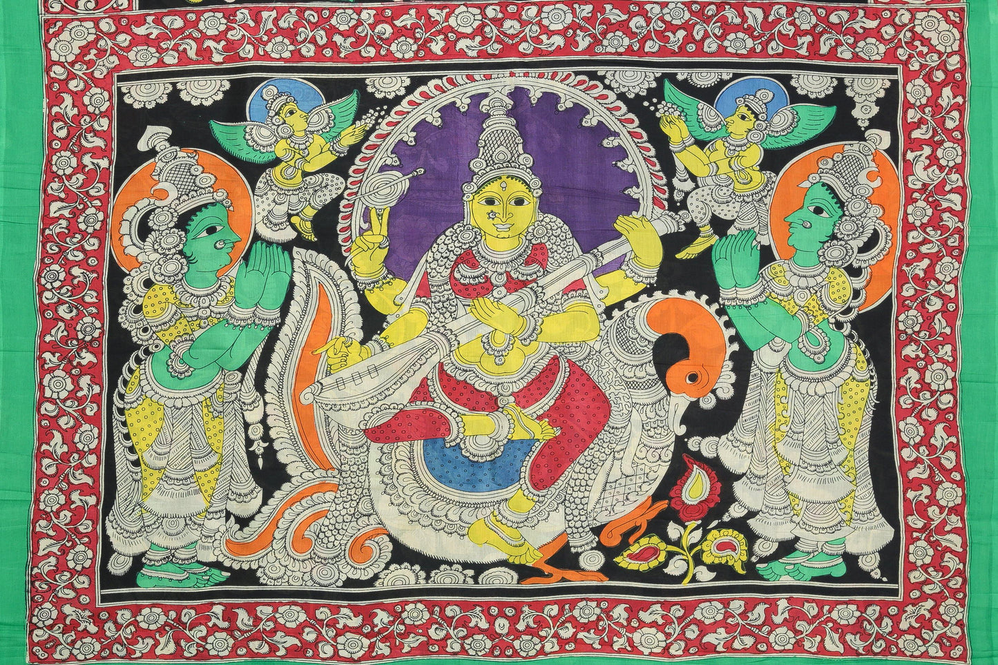 Handpainted Kalamkari Silk Saree - Organic Dyes - PKM 68 Archives - Kalamkari Silk - Panjavarnam