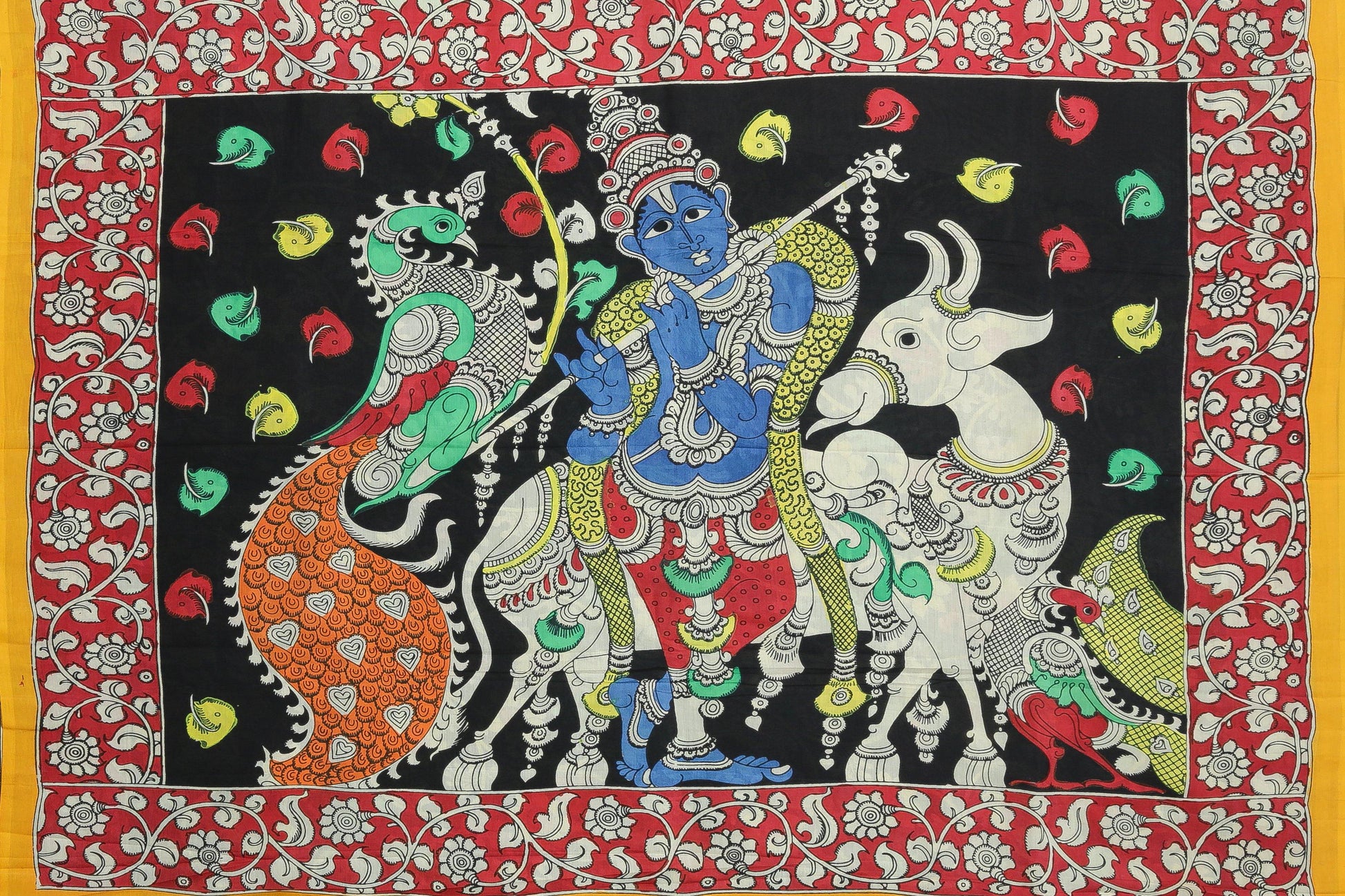 Handpainted Kalamkari Silk Saree - Organic Dyes - PKM 71 Archives - Kalamkari Silk - Panjavarnam