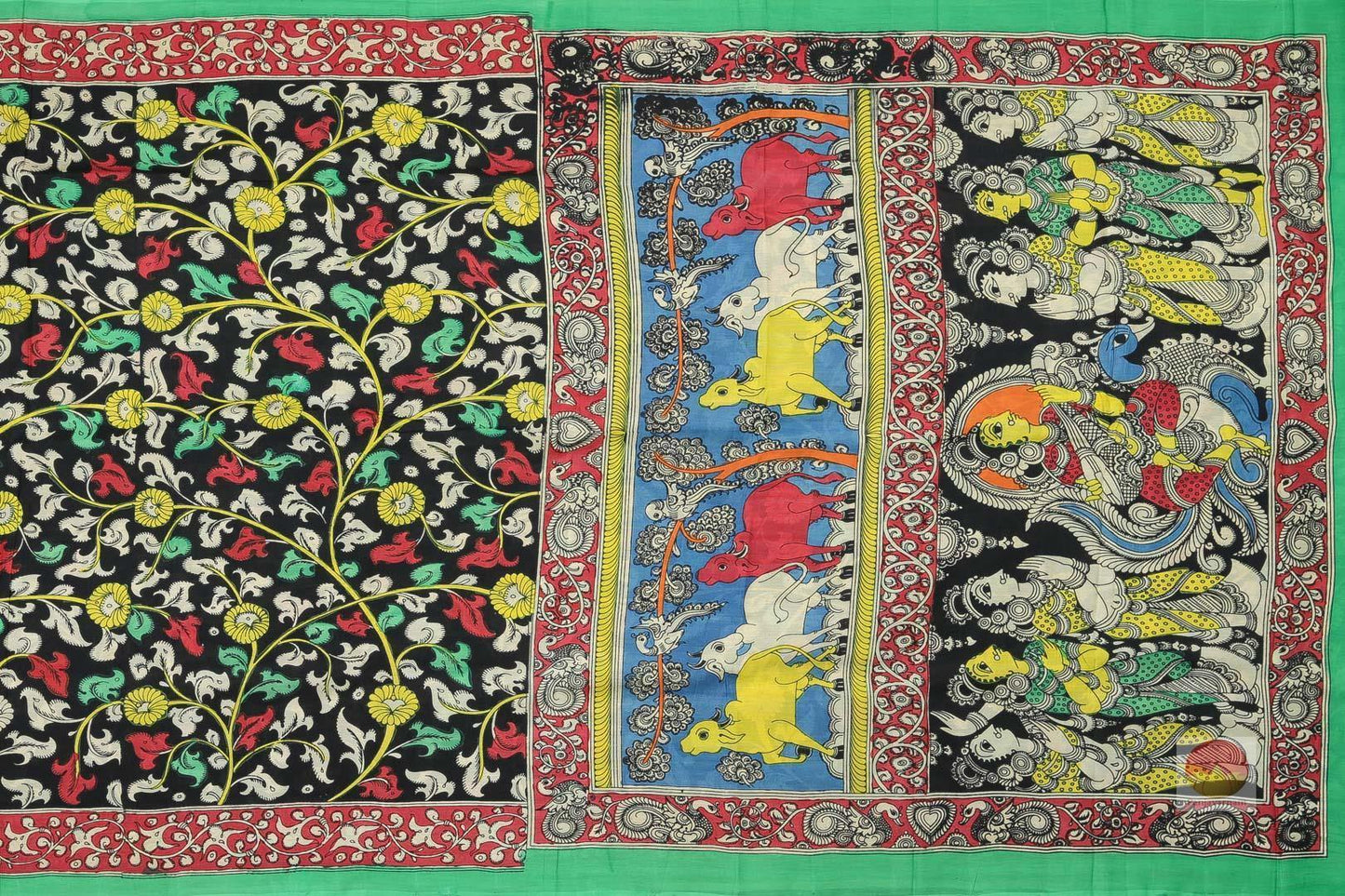 Handpainted Kalamkari Silk Saree - Organic Dyes - PKM66 Archives - Kalamkari Silk - Panjavarnam