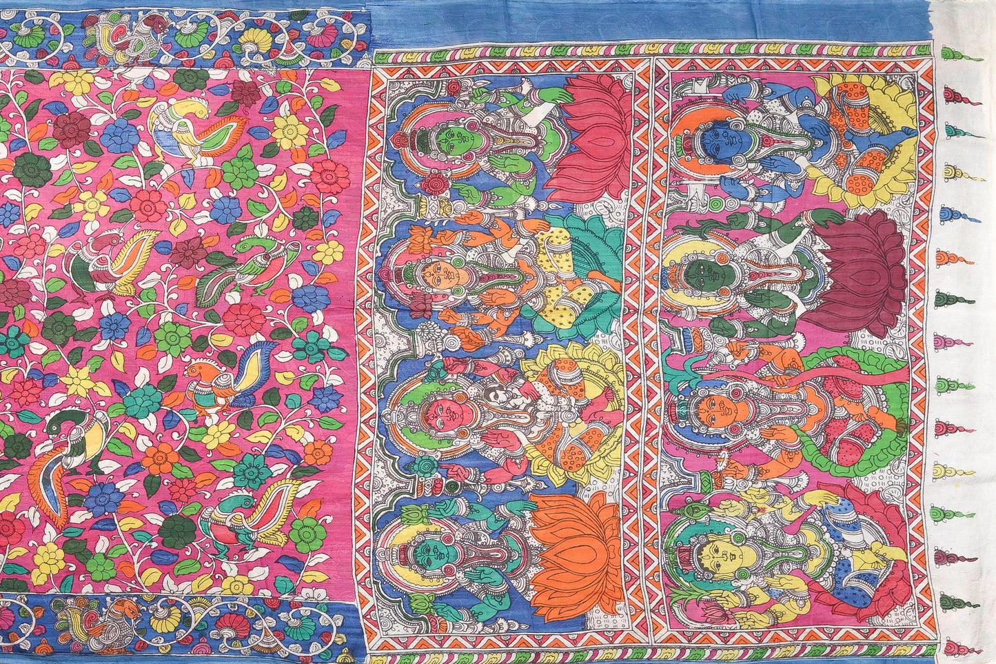Handpainted Kalamkari Silk Saree - Vegetable Dyes - PKJ 98 - Silk Sari - Panjavarnam