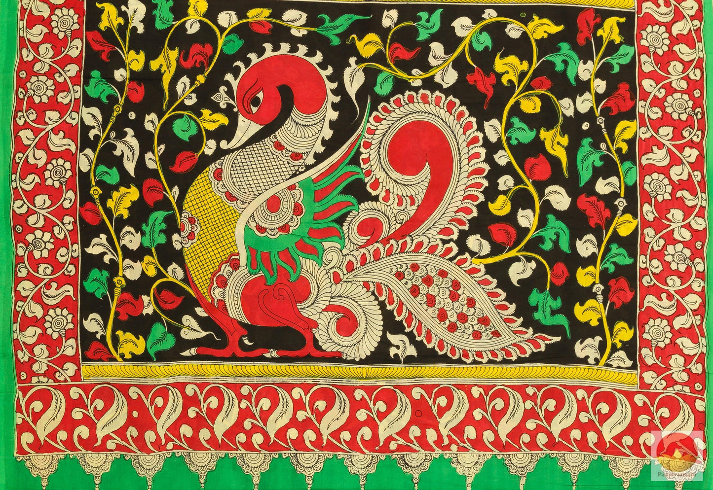 Handpainted Kalamkari Silk Saree - Vegetable Dyes - PKM 200 Archives - Kalamkari Silk - Panjavarnam