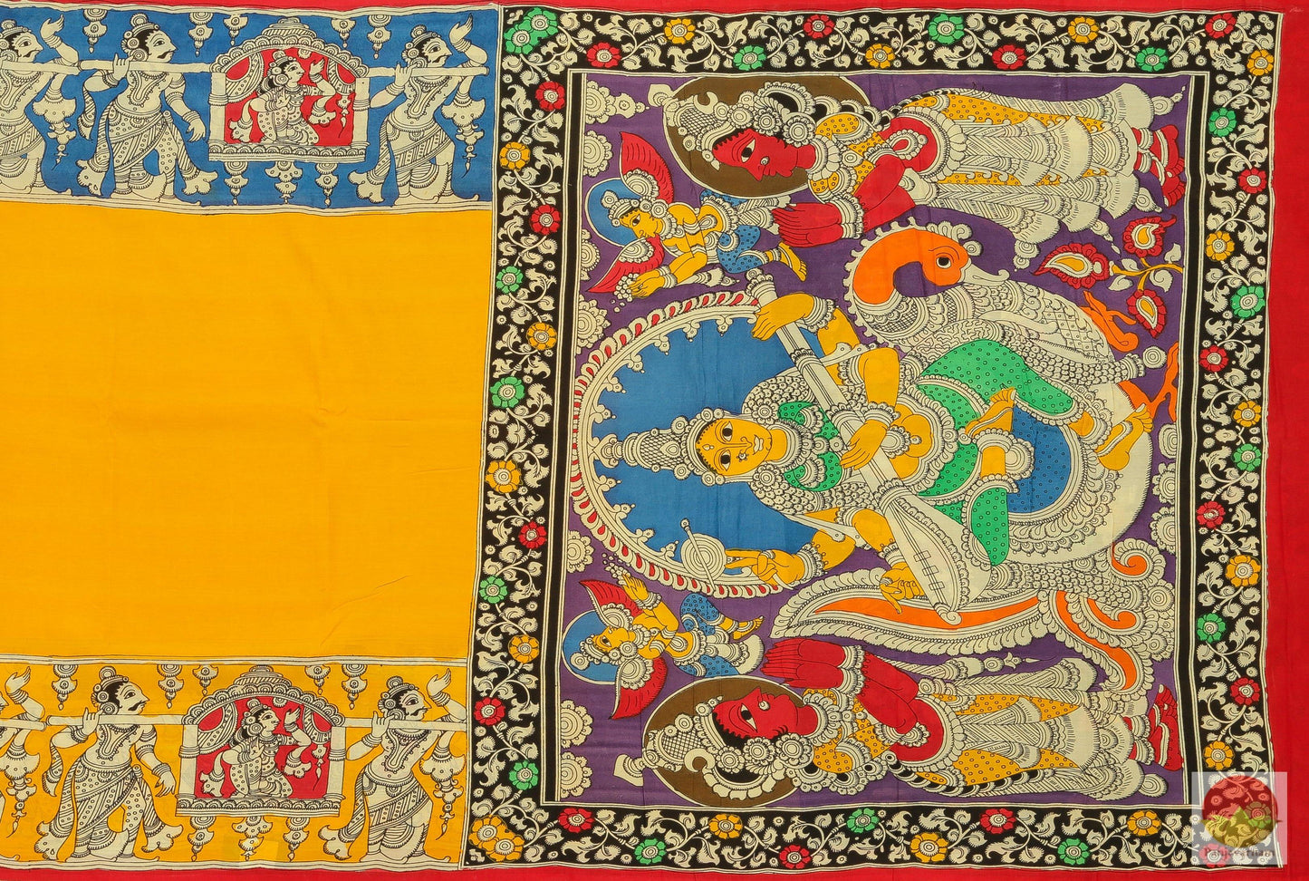 Handpainted Kalamkari Silk Saree - Vegetable Dyes - PKM 203 Archives - Kalamkari Silk - Panjavarnam