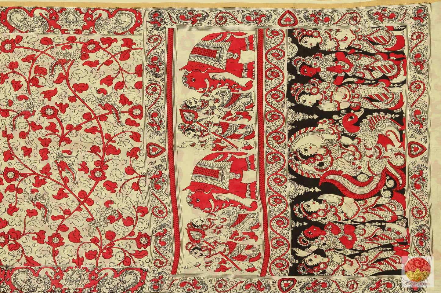 Handpainted Kalamkari Silk Saree - Vegetable Dyes - PKM 204 Archives - Kalamkari Silk - Panjavarnam