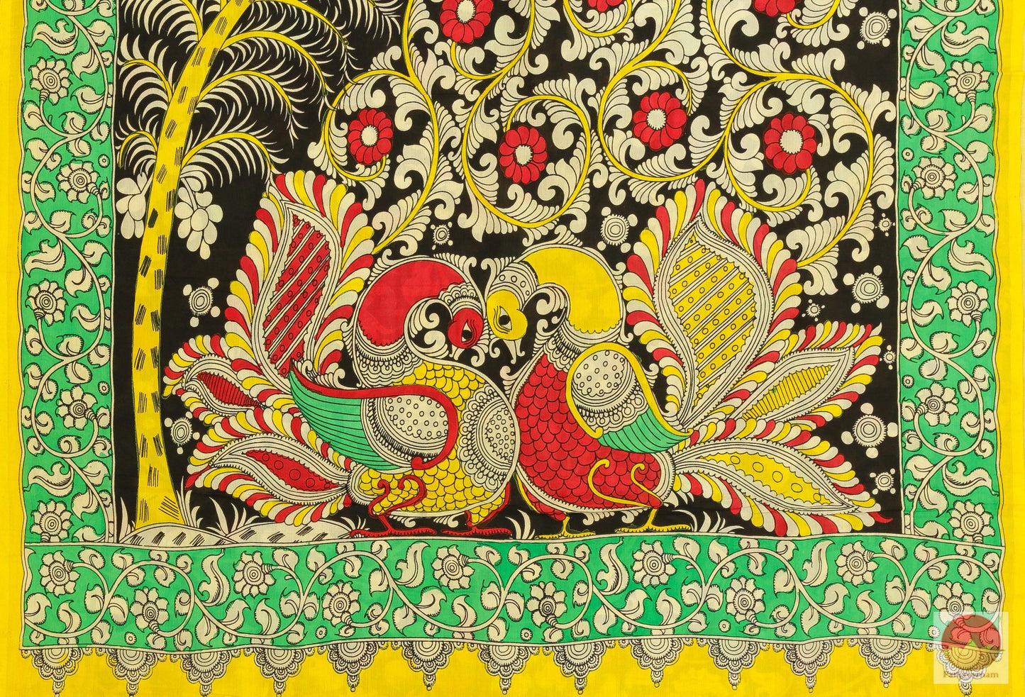 Handpainted Kalamkari Silk Saree - Vegetable Dyes - PKM 205 Archives - Kalamkari Silk - Panjavarnam