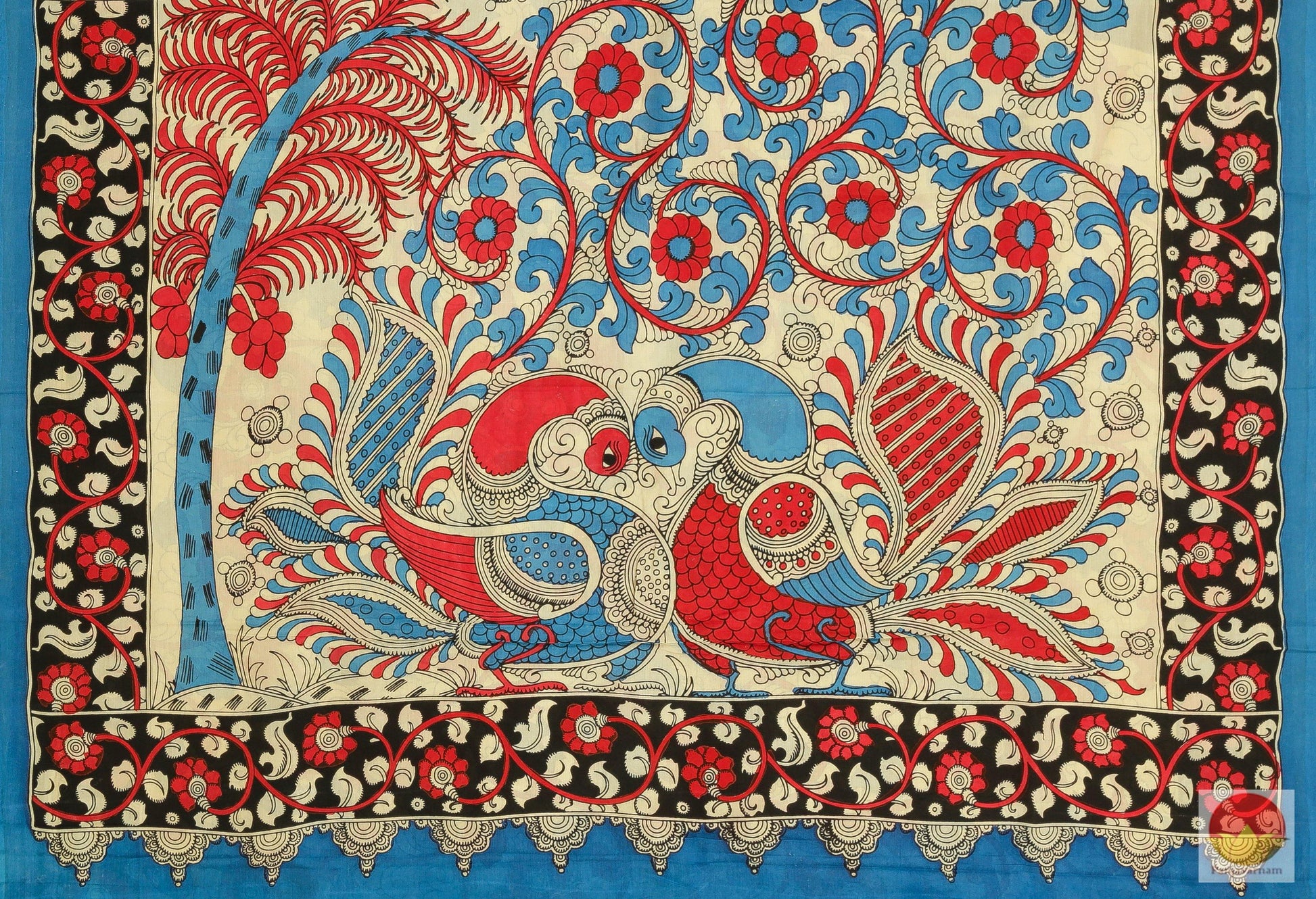 Handpainted Kalamkari Silk Saree - Vegetable Dyes - PKM 208 Archives - Kalamkari Silk - Panjavarnam