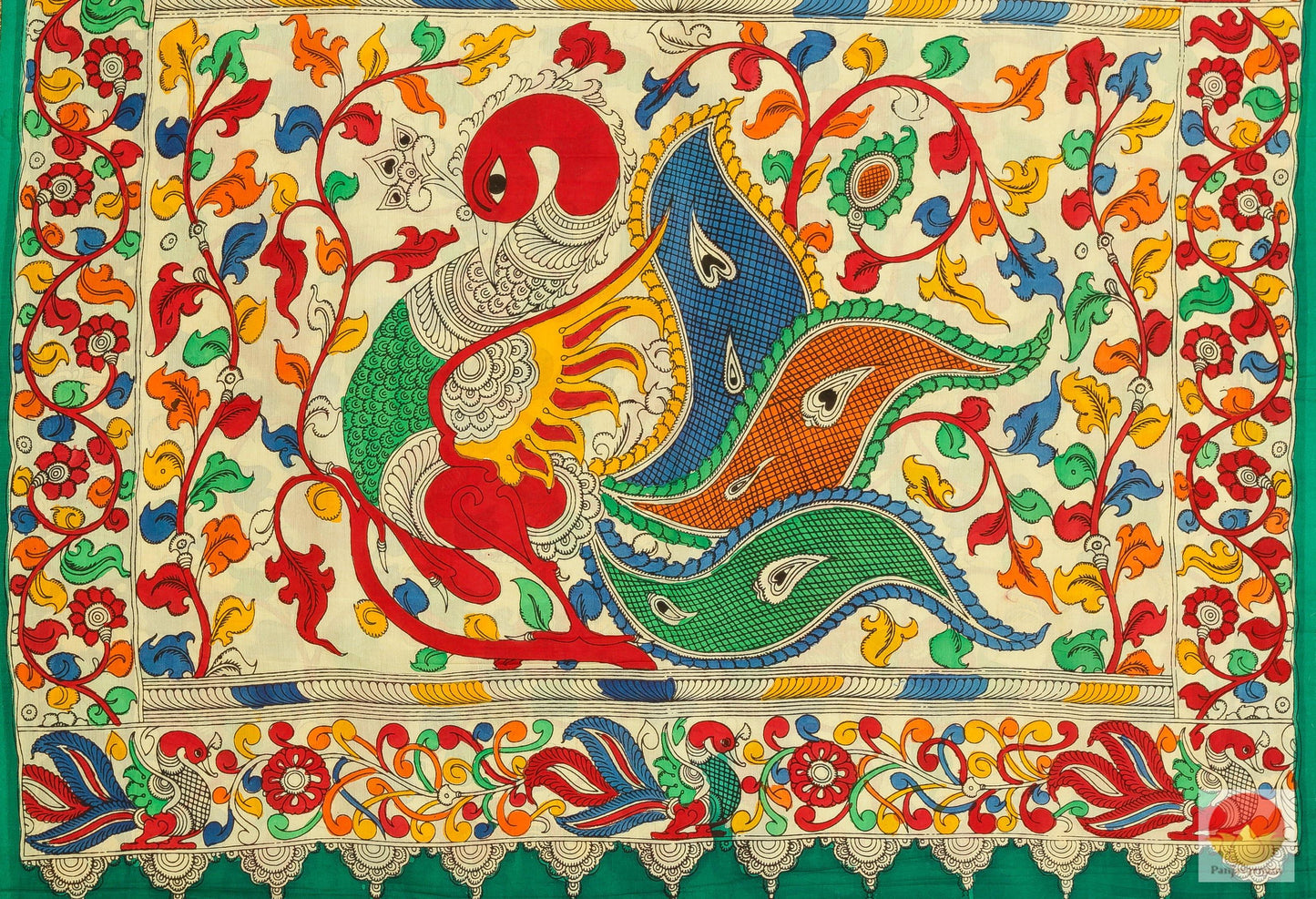 Handpainted Kalamkari Silk Saree - Vegetable Dyes - PKM 209 Archives - Kalamkari Silk - Panjavarnam