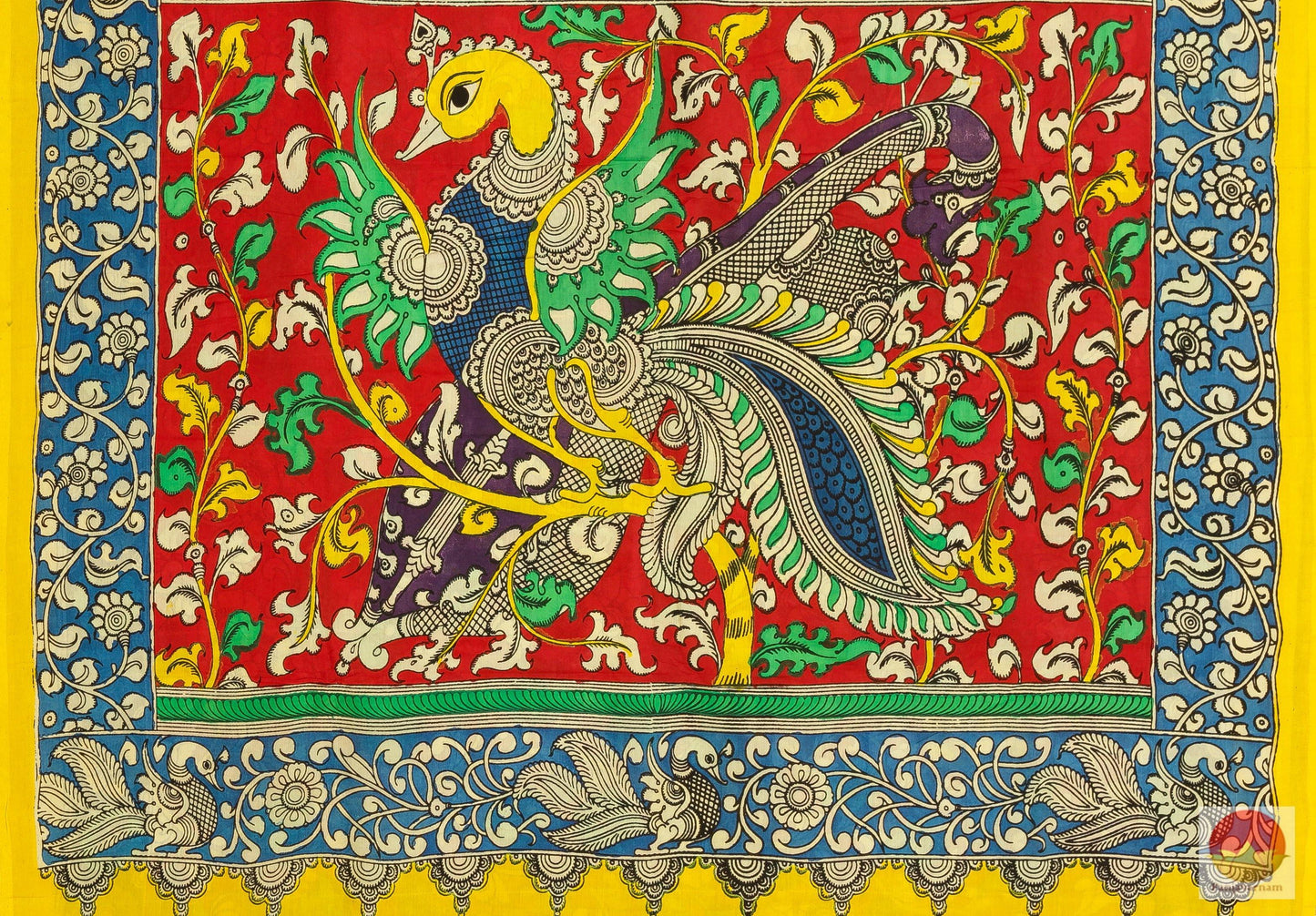 Handpainted Kalamkari Silk Saree - Vegetable Dyes - PKM 217 Archives - Kalamkari Silk - Panjavarnam