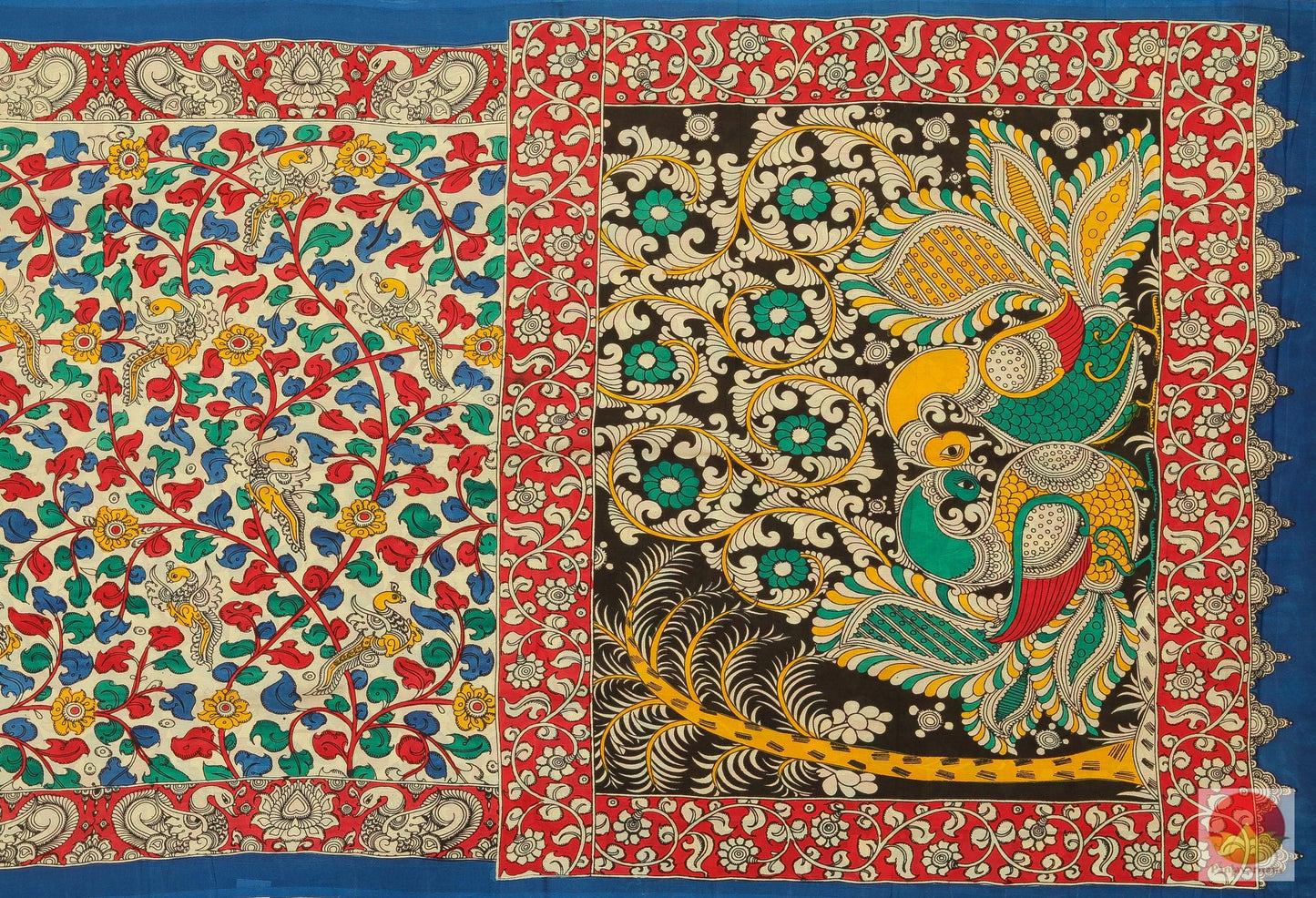 Handpainted Kalamkari Silk Saree - Vegetable Dyes - PKM 218 Archives - Kalamkari Silk - Panjavarnam