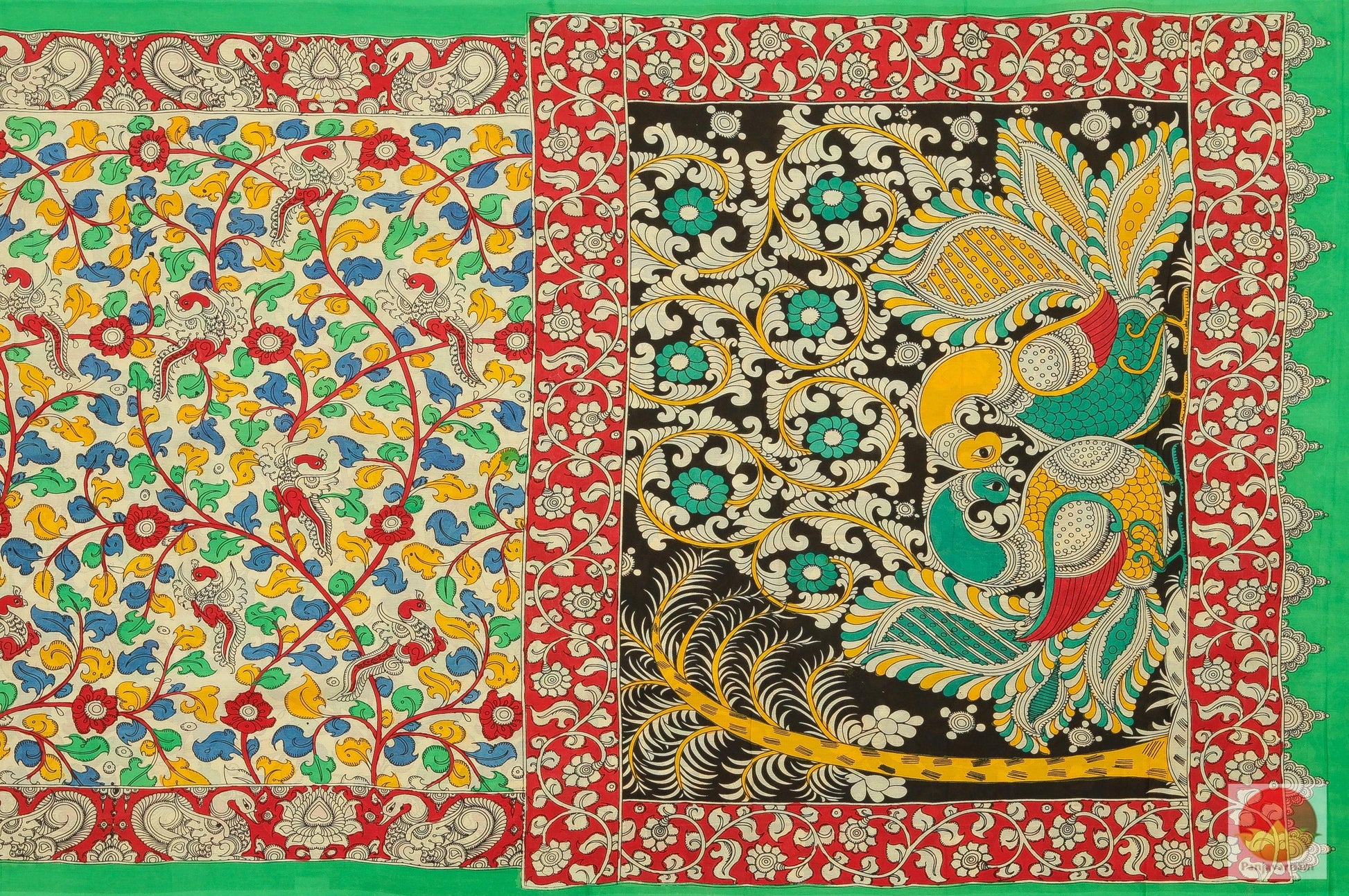 Handpainted Kalamkari Silk Saree - Vegetable Dyes - PKM 219 Archives - Kalamkari Silk - Panjavarnam