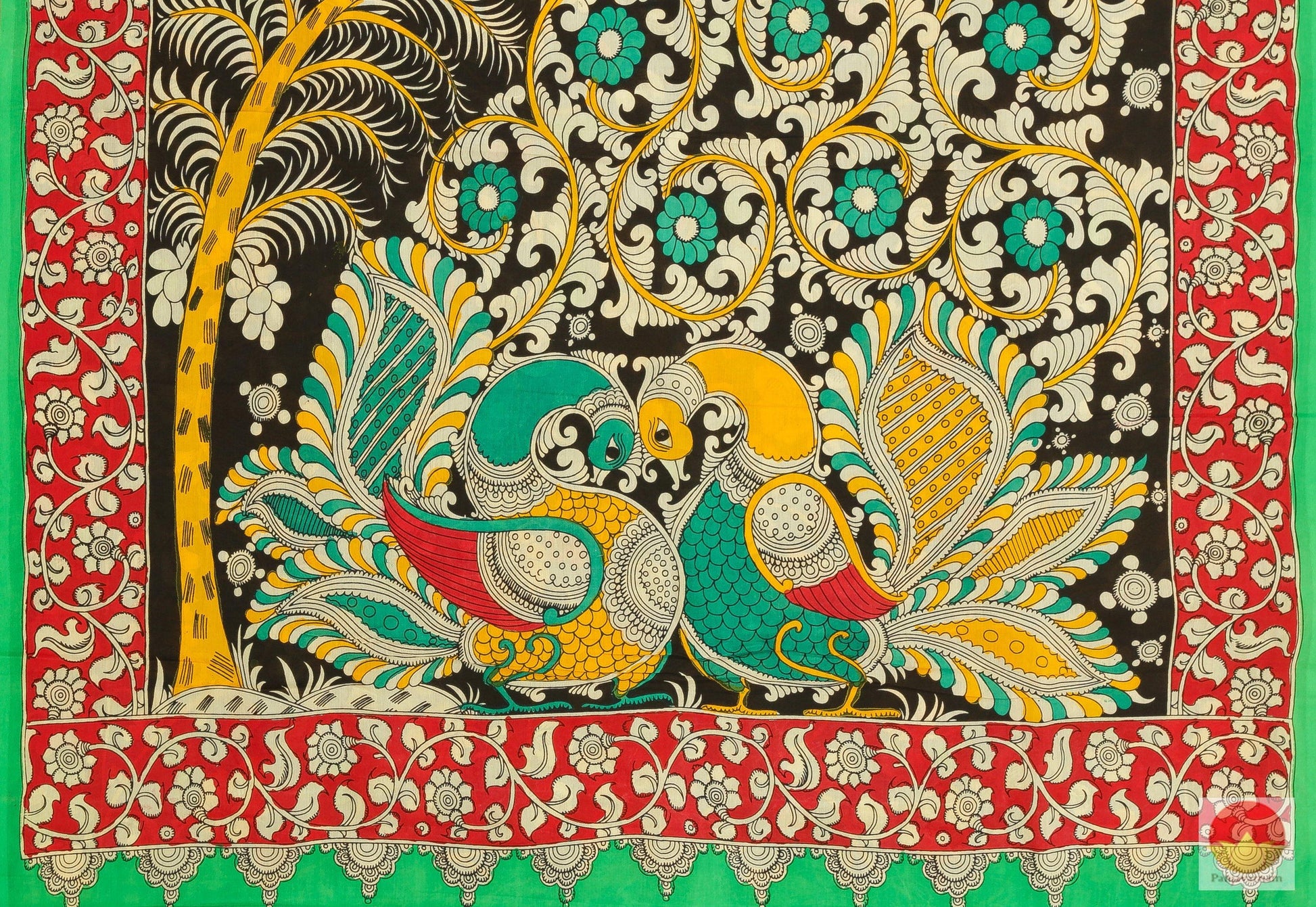 Handpainted Kalamkari Silk Saree - Vegetable Dyes - PKM 219 Archives - Kalamkari Silk - Panjavarnam