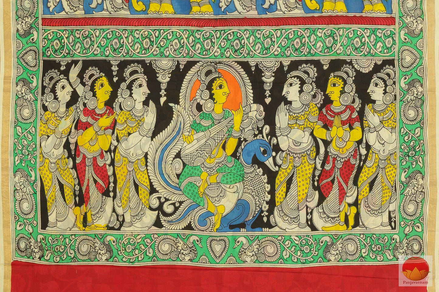 Handpainted Kalamkari Silk Saree - Vegetable Dyes - PKM 234 Archives - Kalamkari Silk - Panjavarnam