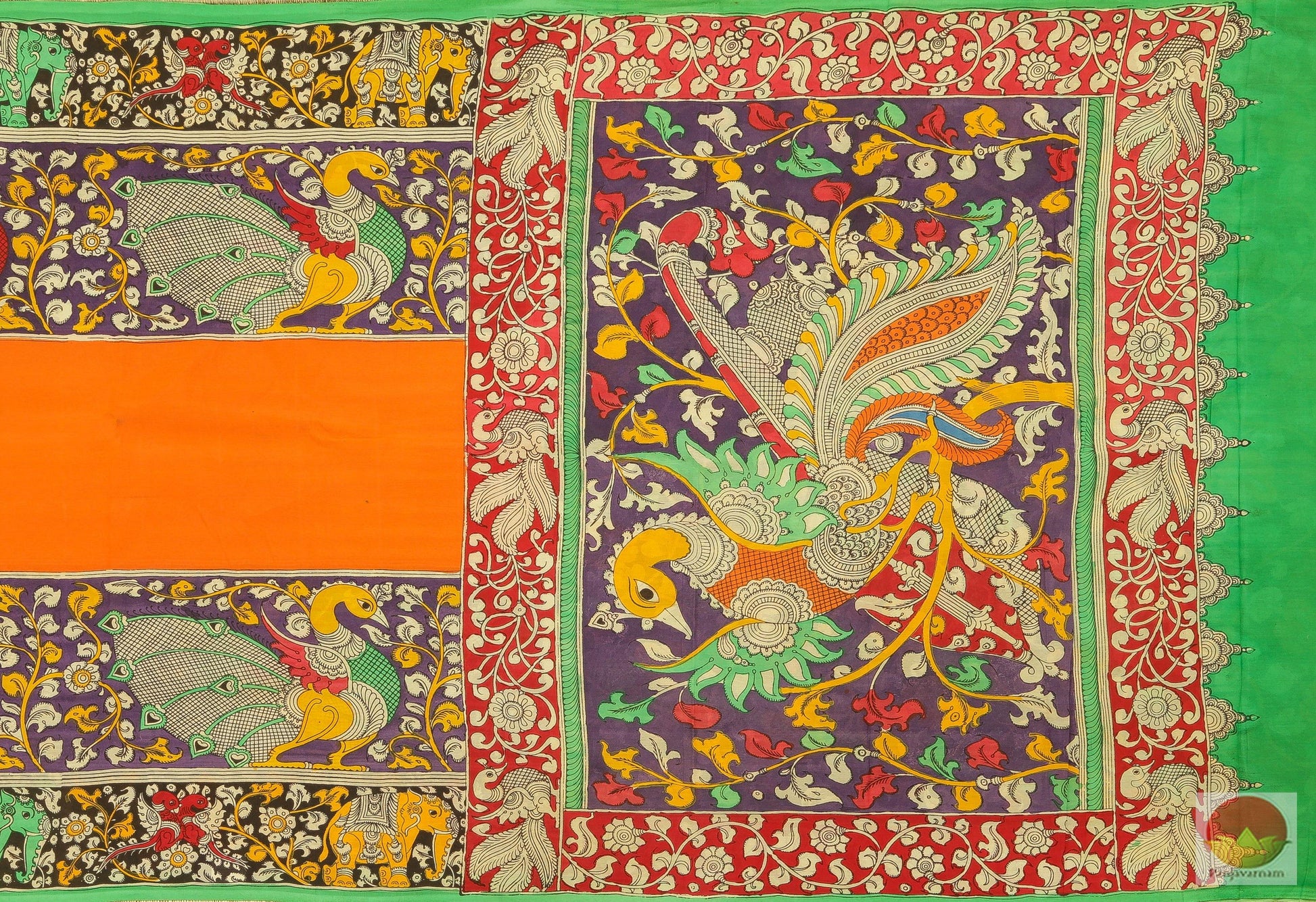 Handpainted Kalamkari Silk Saree - Vegetable Dyes - PKM 238 Archives - Kalamkari Silk - Panjavarnam