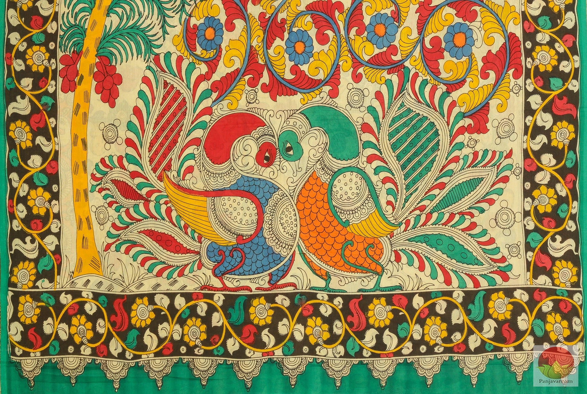 Handpainted Kalamkari Silk Saree - Vegetable Dyes - PKM 251 Archives - Kalamkari Silk - Panjavarnam