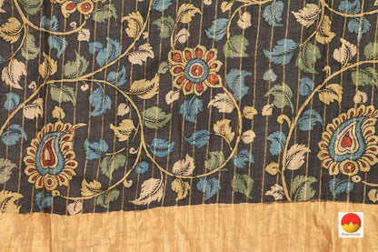 Handpainted Kalamkari Tussar Silk Saree - Organic Dyes - PKM 359 - Archives - Kalamkari Silk - Panjavarnam