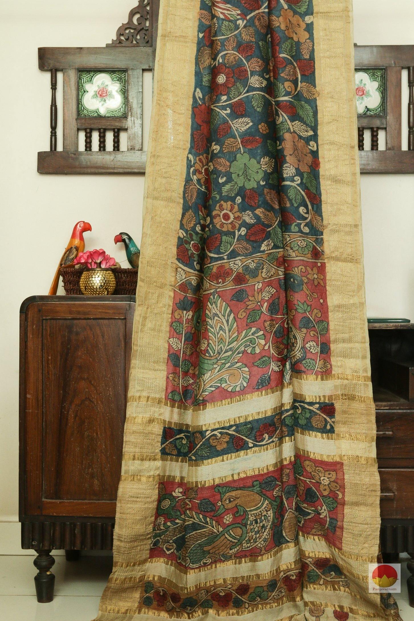 Handpainted Kalamkari Tussar Silk Saree - Organic Dyes - PTK 07 Archives - Tussar Silk - Panjavarnam