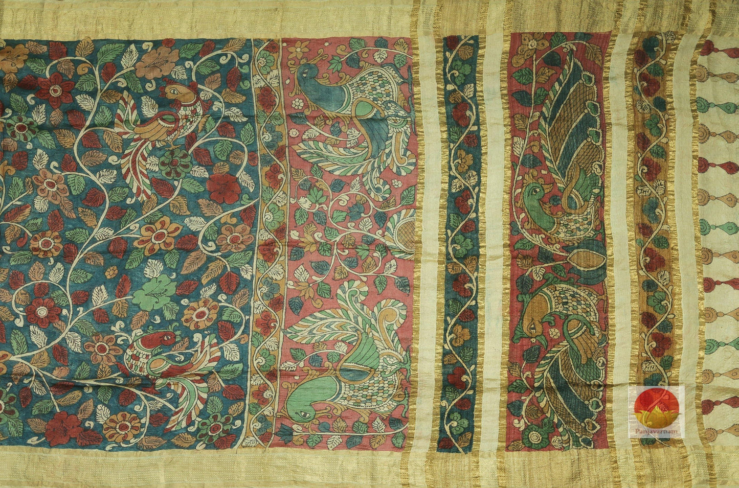 Handpainted Kalamkari Tussar Silk Saree - Organic Dyes - PTK 07 Archives - Tussar Silk - Panjavarnam