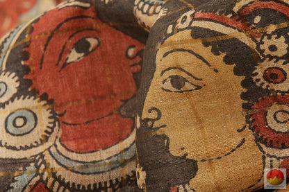 Handpainted Kalamkari Tussar Silk Saree - PKD 221 Archives - Kalamkari Silk - Panjavarnam