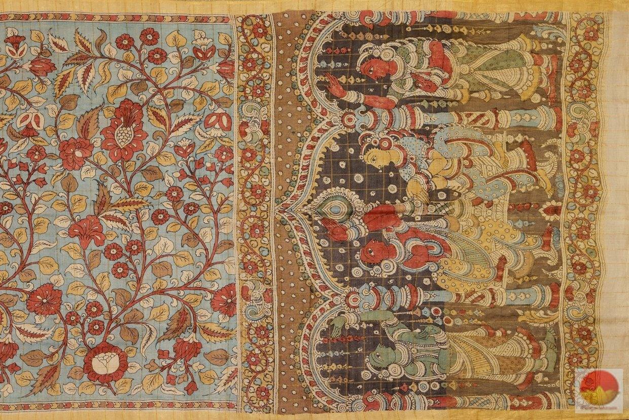 Handpainted Kalamkari Tussar Silk Saree - PKD 221 Archives - Kalamkari Silk - Panjavarnam