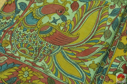 Handpainted Kalamkari Tussar Silk Saree - PKD 222 - Archives - Kalamkari Silk - Panjavarnam