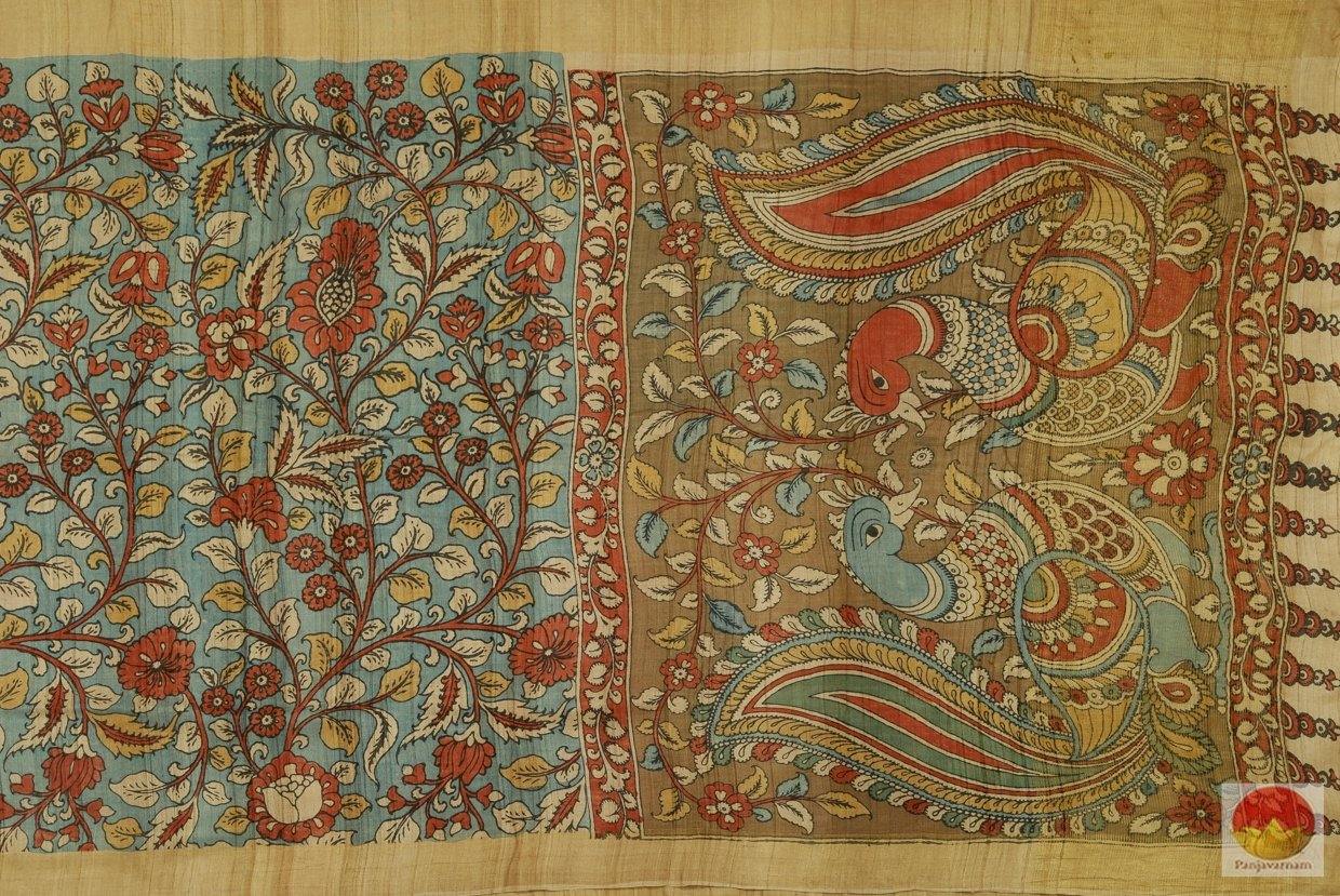 Handpainted Kalamkari Tussar Silk Saree -PKD 238 Archives - Kalamkari Silk - Panjavarnam