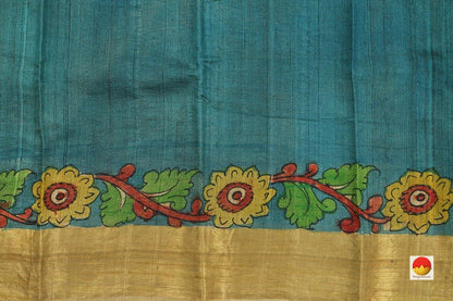 Handpainted Kalamkari Tussar Silk Saree - PKM 461 - Archives - Kalamkari Silk - Panjavarnam