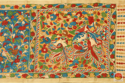 Handpainted Kalamkari Tussar Silk Saree - PTK - 218 Archives - Kalamkari Silk - Panjavarnam