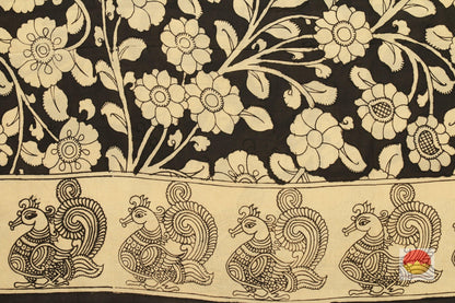 Handpainted Monochrome Kalamkari Silk Saree - Organic Dyes - PKD 137 Archives - Kalamkari Silk - Panjavarnam