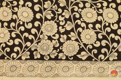 Handpainted Monochrome Kalamkari Silk Saree - Organic Dyes - PKM 166 Archives - Kalamkari Silk - Panjavarnam