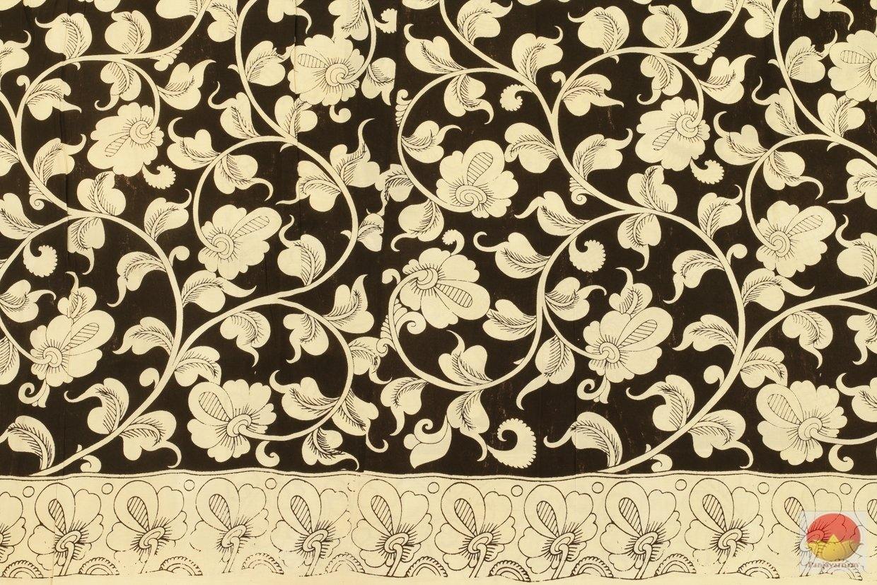 Handpainted Monochrome Kalamkari Silk Saree - Organic Dyes - PKM 294 Archives - Kalamkari Silk - Panjavarnam