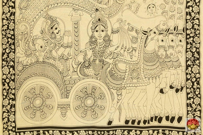Handpainted Monochrome Kalamkari Silk Saree - Organic Dyes - PKM 297 Archives - Kalamkari Silk - Panjavarnam